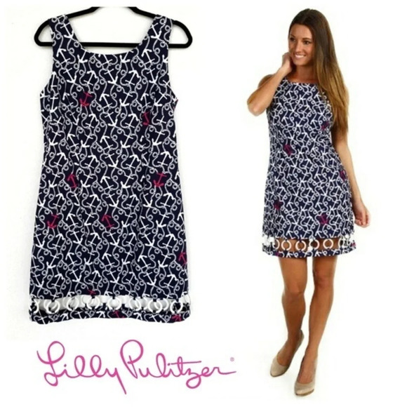 Lilly Pulitzer Delilah Dress Navy Ahoy There Sz 2 - Picture 1 of 5